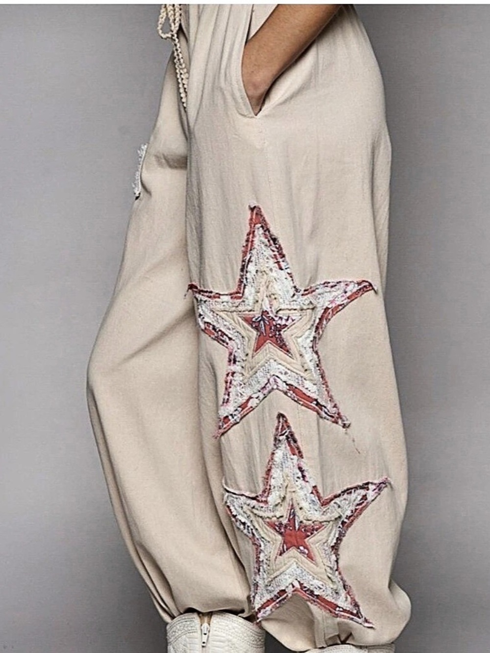 ⭐️POL Crochet Star Patch Joggers